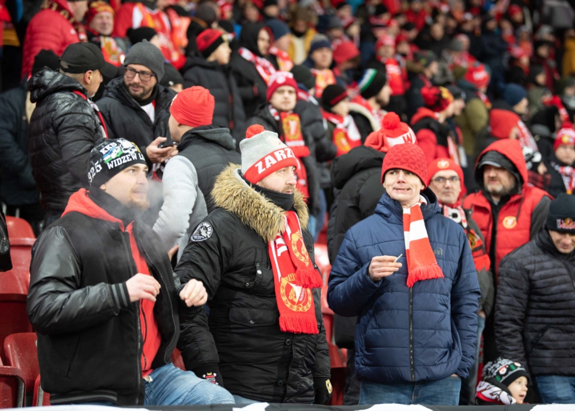 Doping kibiców w meczu Widzew Łódź - Jagiellonia Białystok