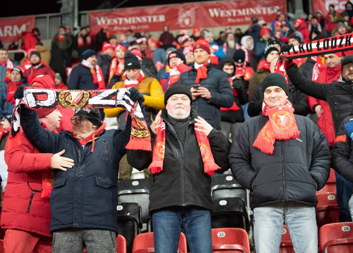 Doping kibiców w meczu Widzew Łódź - Jagiellonia Białystok