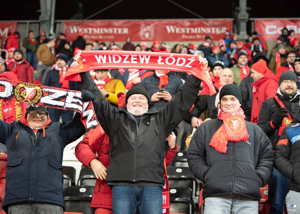 Doping kibiców w meczu Widzew Łódź - Jagiellonia Białystok