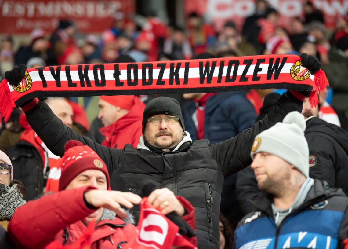 Doping kibiców w meczu Widzew Łódź - Jagiellonia Białystok
