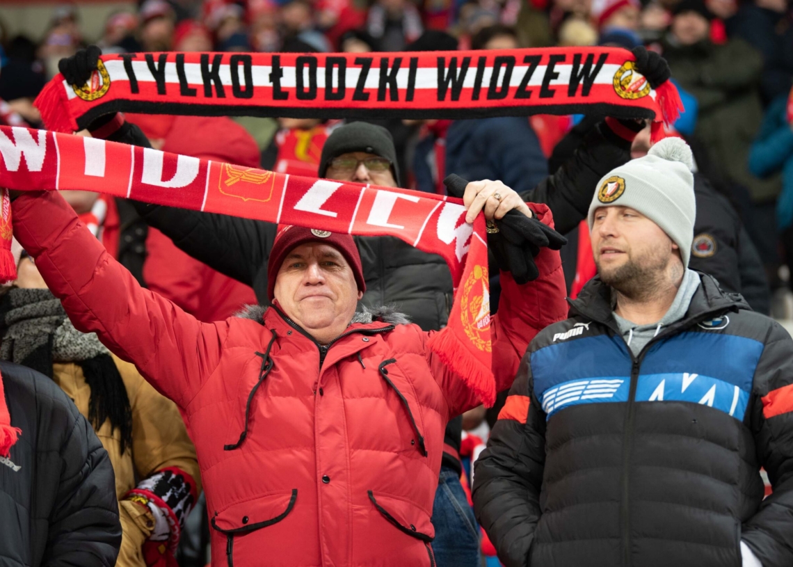 Doping kibiców w meczu Widzew Łódź - Jagiellonia Białystok