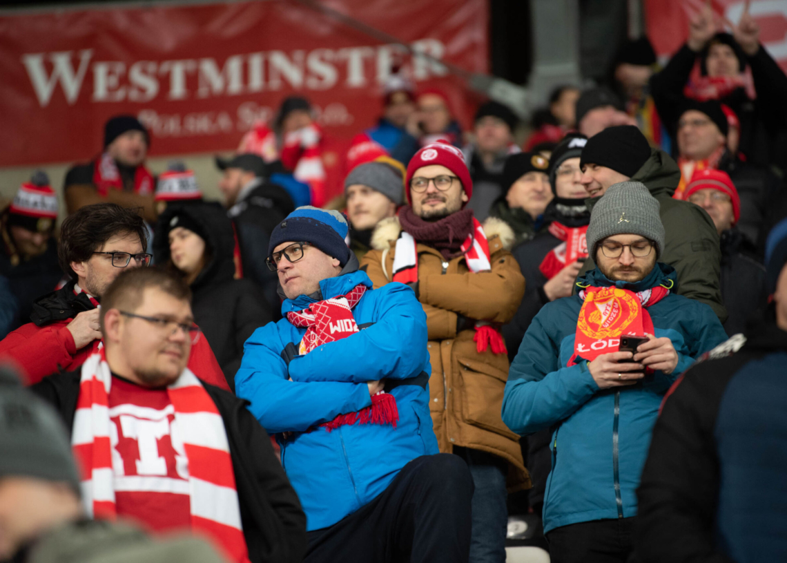 Doping kibiców w meczu Widzew Łódź - Jagiellonia Białystok