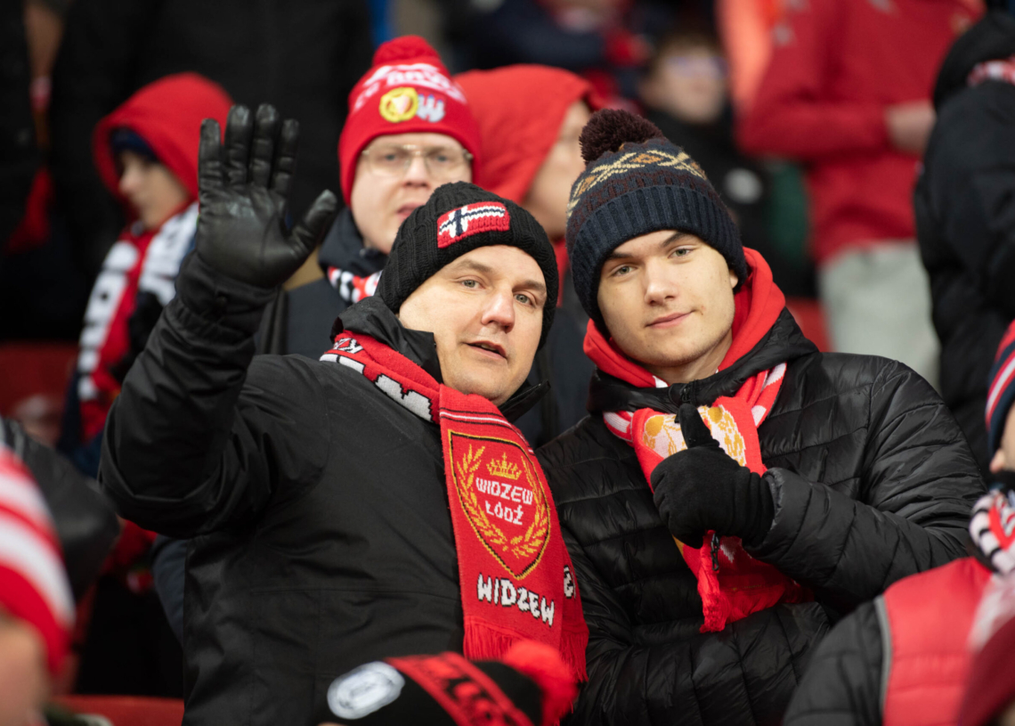 Doping kibiców w meczu Widzew Łódź - Jagiellonia Białystok