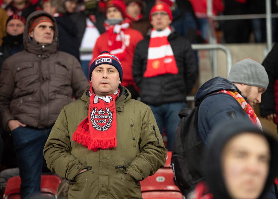 Doping kibiców w meczu Widzew Łódź - Jagiellonia Białystok