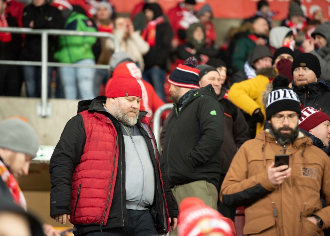 Doping kibiców w meczu Widzew Łódź - Jagiellonia Białystok