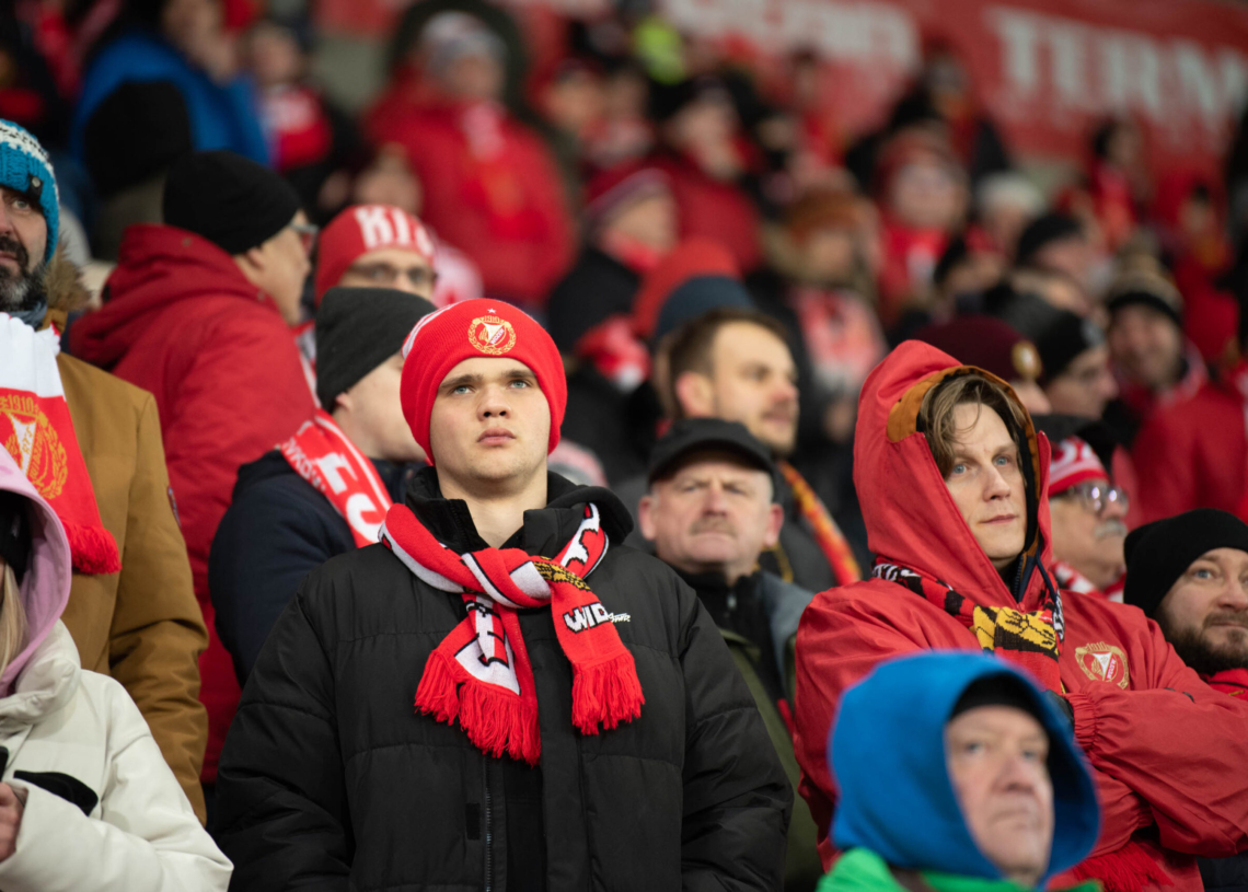 Doping kibiców w meczu Widzew Łódź - Jagiellonia Białystok