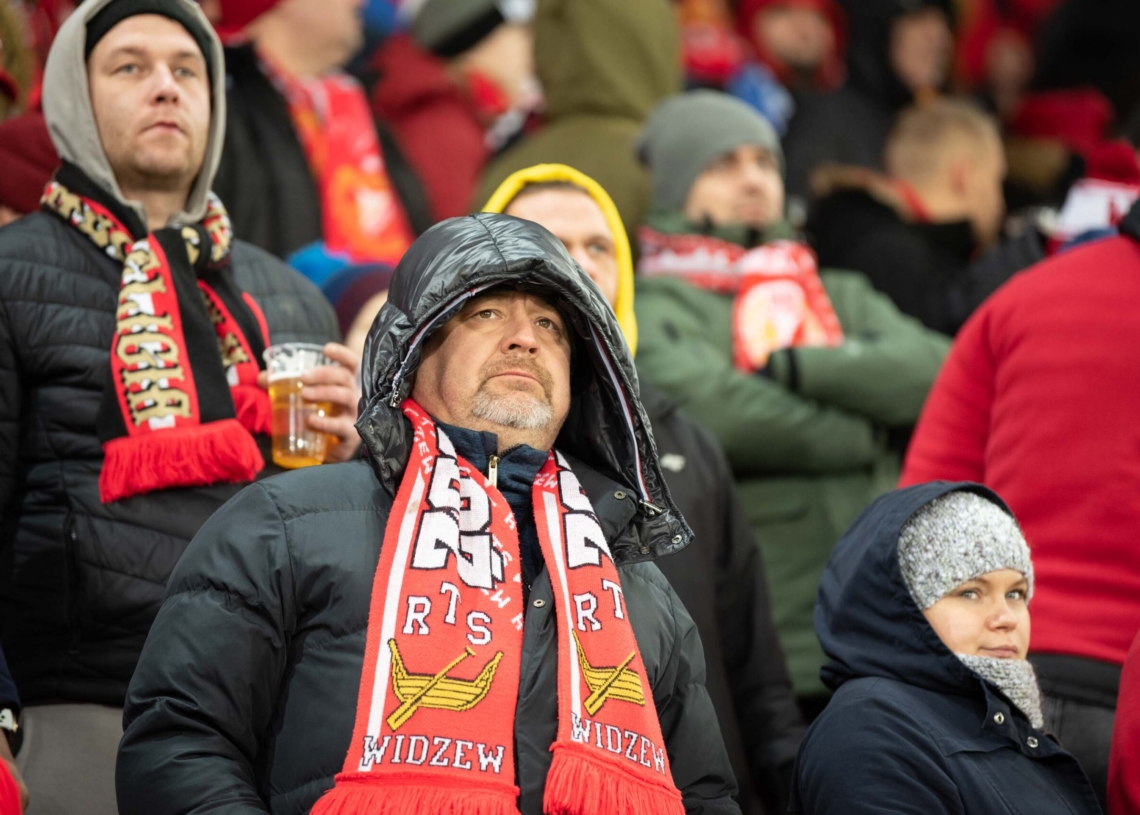 Doping kibiców w meczu Widzew Łódź - Jagiellonia Białystok