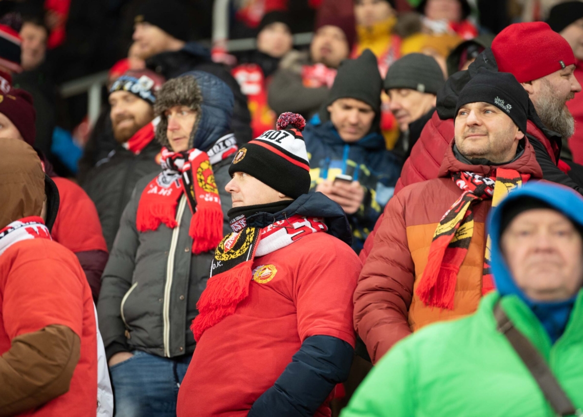 Doping kibiców w meczu Widzew Łódź - Jagiellonia Białystok