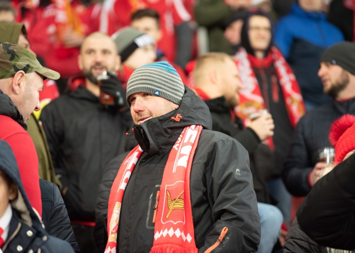Doping kibiców w meczu Widzew Łódź - Jagiellonia Białystok
