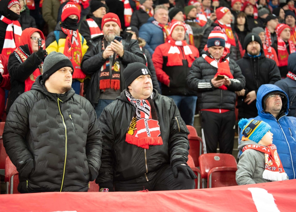 Doping kibiców w meczu Widzew Łódź - Jagiellonia Białystok