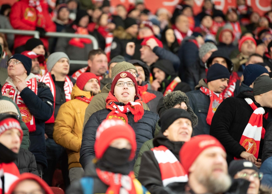 Doping kibiców w meczu Widzew Łódź - Jagiellonia Białystok