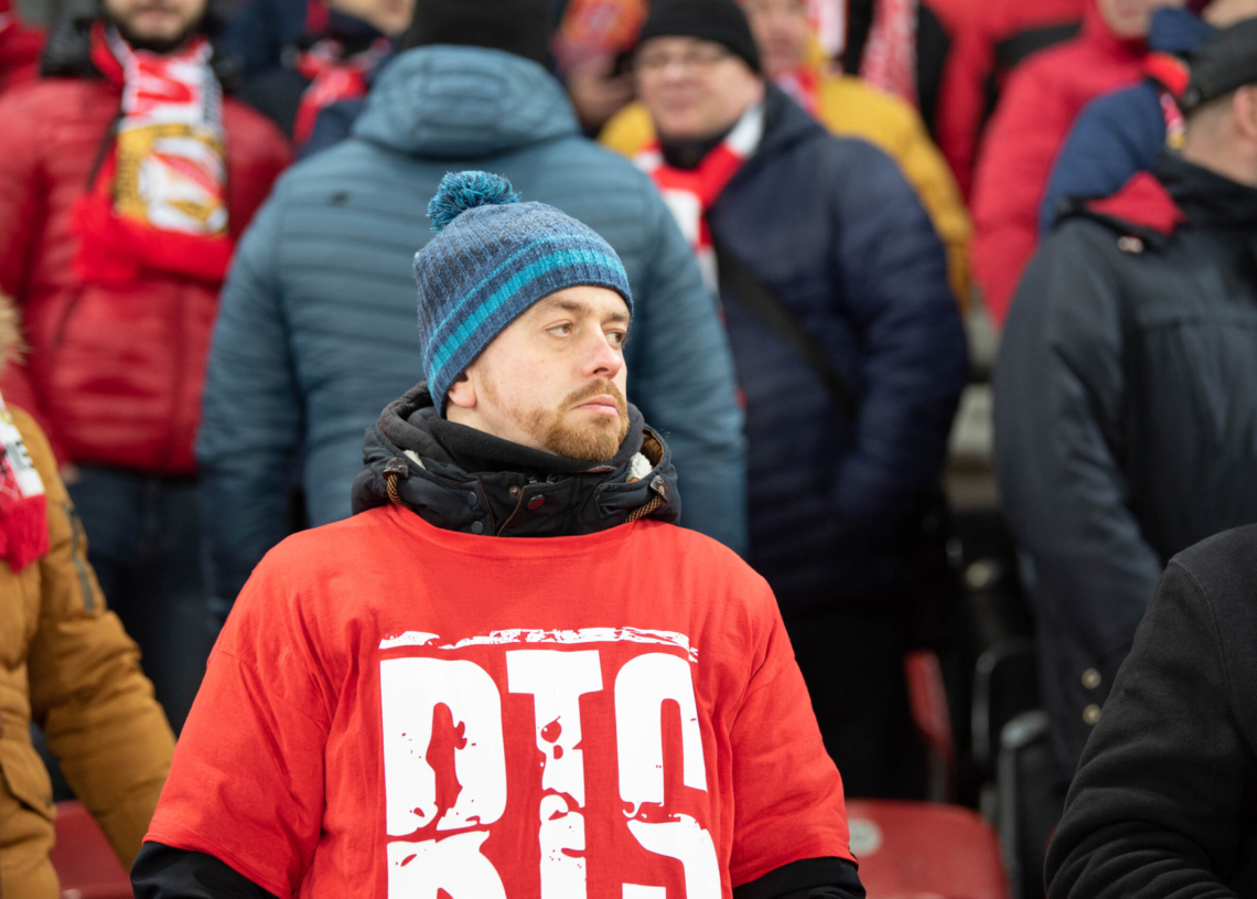 Doping kibiców w meczu Widzew Łódź - Jagiellonia Białystok