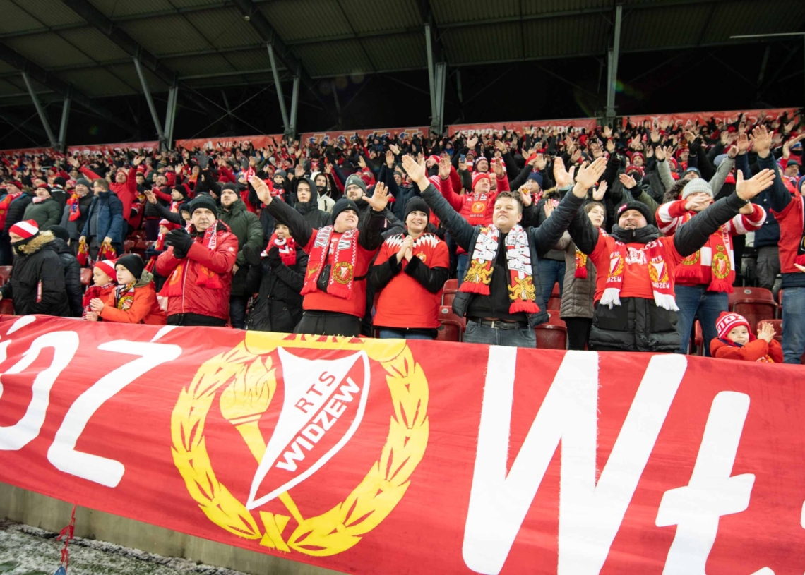 Doping kibiców w meczu Widzew Łódź - Jagiellonia Białystok