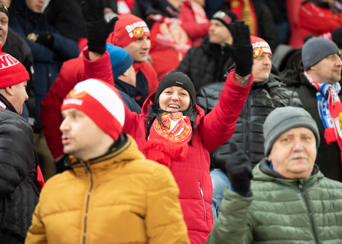 Doping kibiców w meczu Widzew Łódź - Jagiellonia Białystok