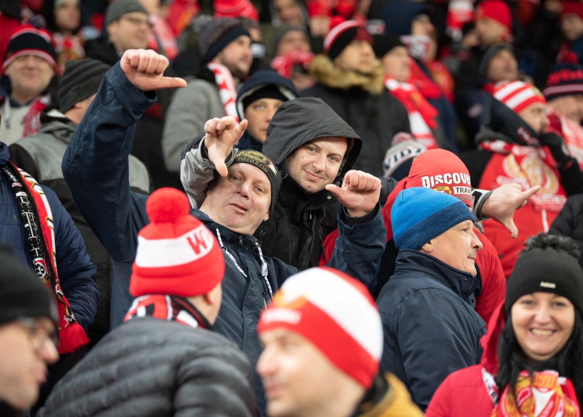Doping kibiców w meczu Widzew Łódź - Jagiellonia Białystok