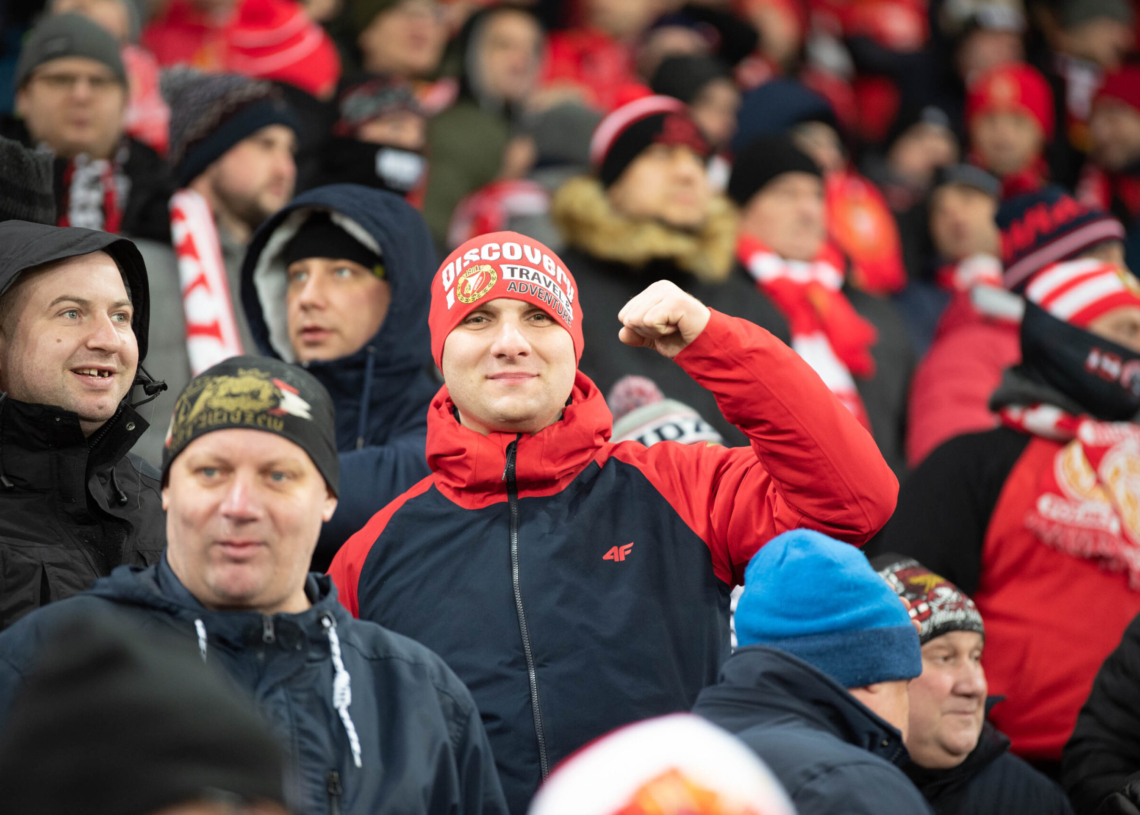 Doping kibiców w meczu Widzew Łódź - Jagiellonia Białystok