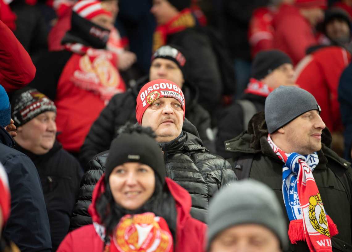 Doping kibiców w meczu Widzew Łódź - Jagiellonia Białystok