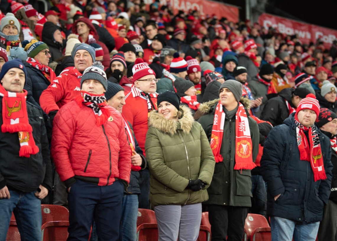 Doping kibiców w meczu Widzew Łódź - Jagiellonia Białystok