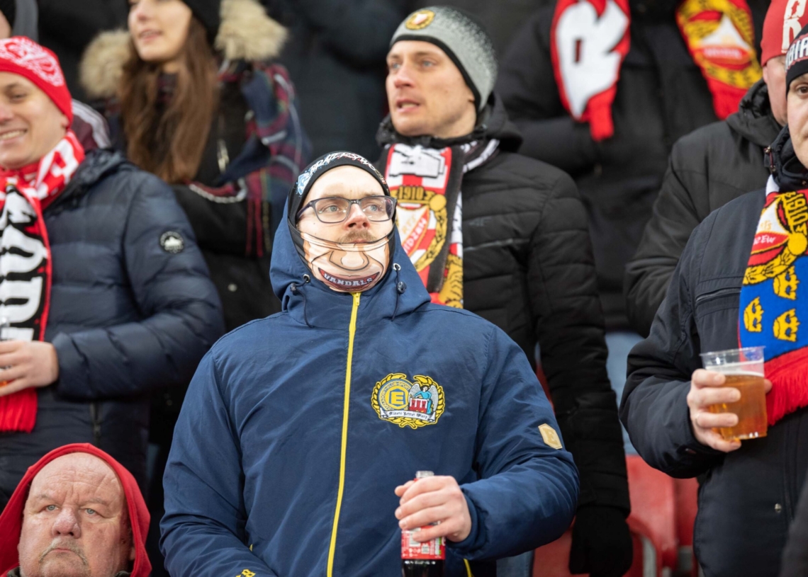 Doping kibiców w meczu Widzew Łódź - Jagiellonia Białystok