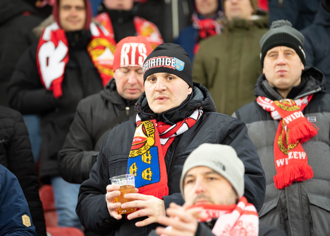 Doping kibiców w meczu Widzew Łódź - Jagiellonia Białystok