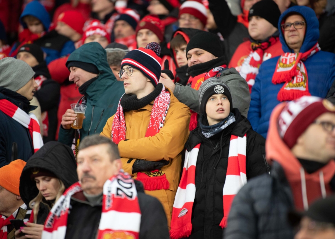 Doping kibiców w meczu Widzew Łódź - Jagiellonia Białystok
