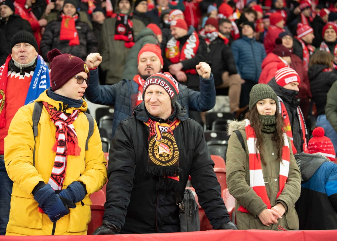 Doping kibiców w meczu Widzew Łódź - Jagiellonia Białystok