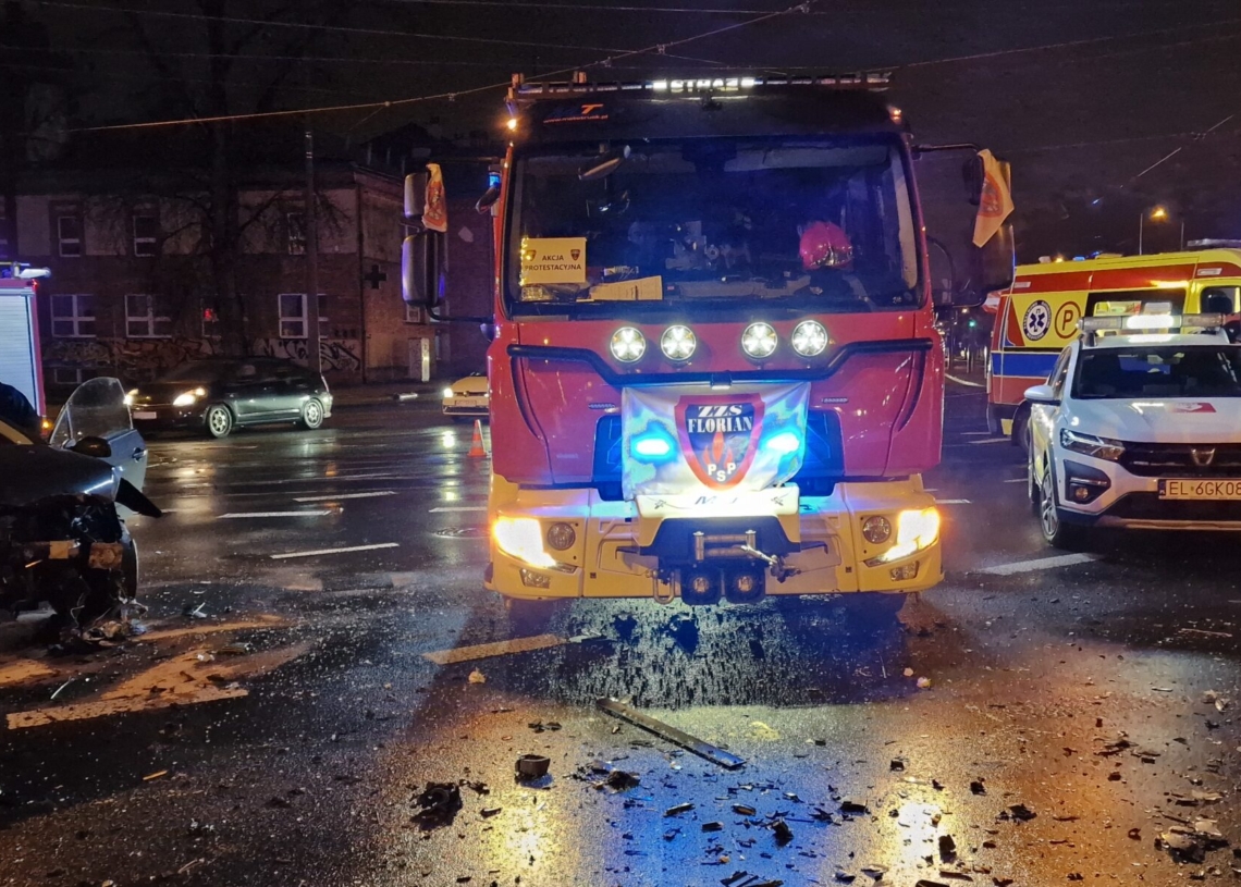 Wypadek na skrzyżowaniu marszałków w Łodzi
