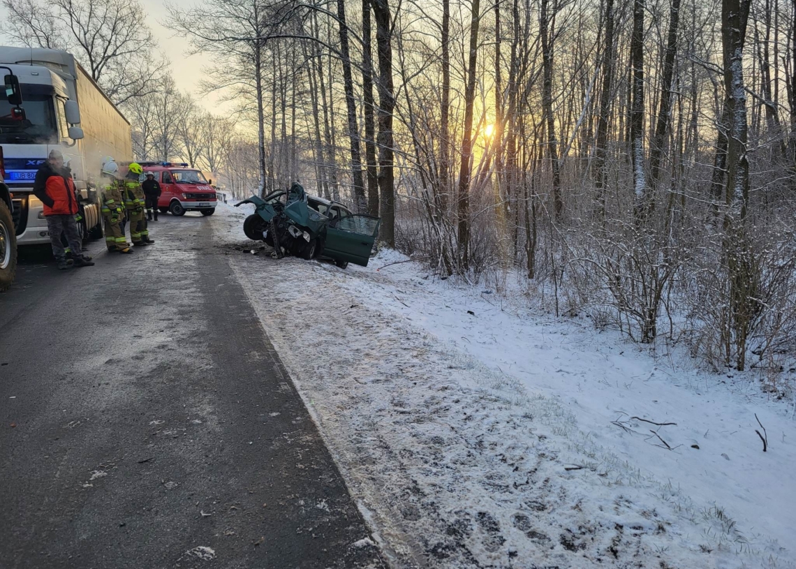 Wypadek na DK48 w Brudzewicach