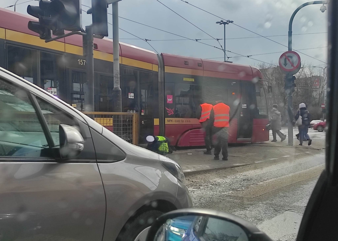 Wykolejenie tramwaju na Narutowicza-Kopcińskiego w Łodzi