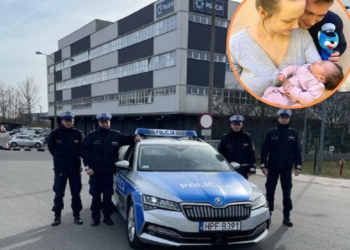 Policjanci eskortowali ciężarną kobietę do szpitala