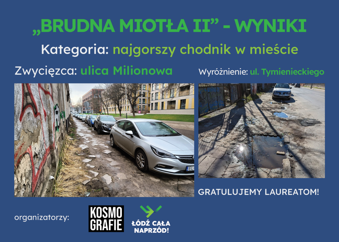 Wyniki konkursu „Brudna Miotła II”. Jadwigi najbardziej dziurawą ulicą, a najbrudniejszą – Milionowa. Kilkuset łodzian nie może się mylić