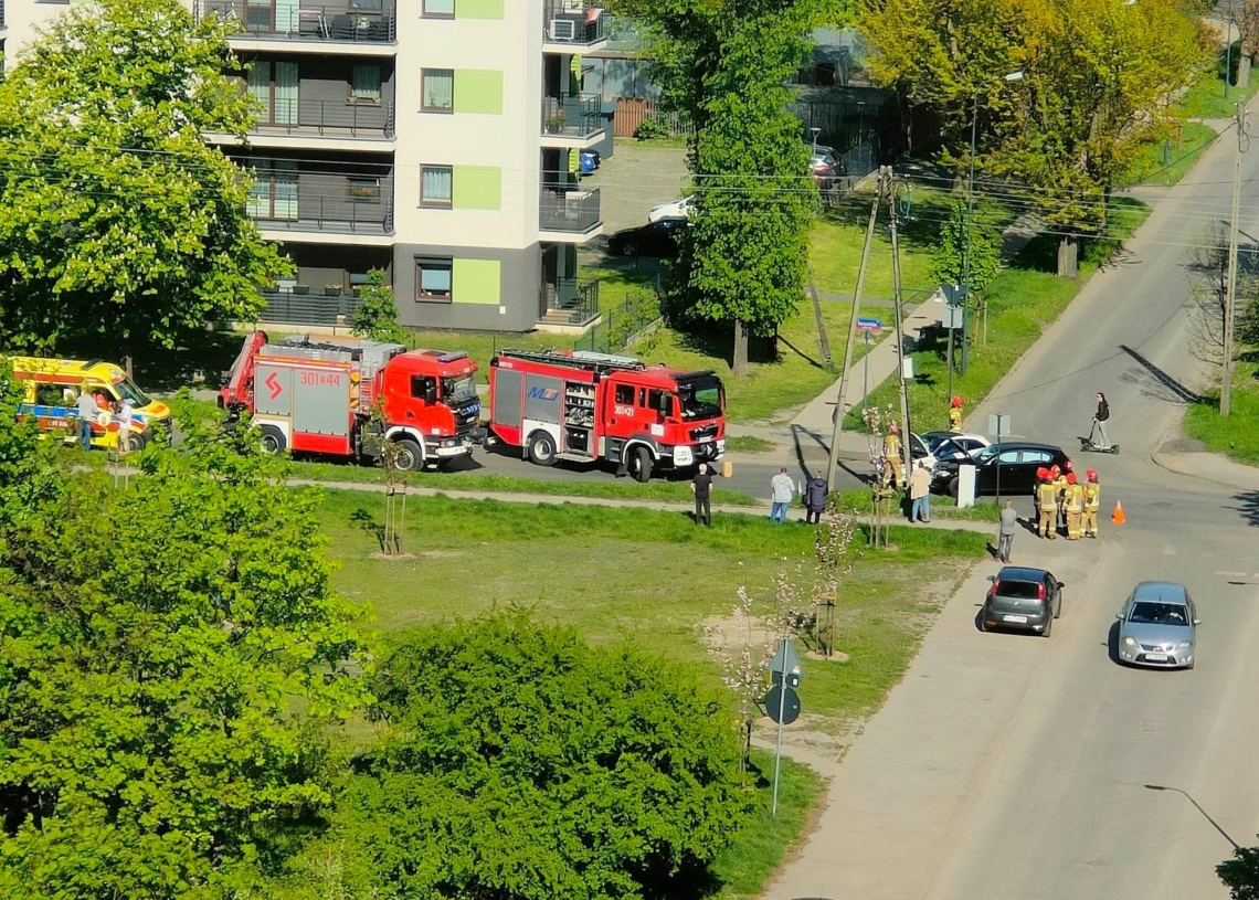 Wypadek na Marysińskiej przy Okopowej w Łodzi
