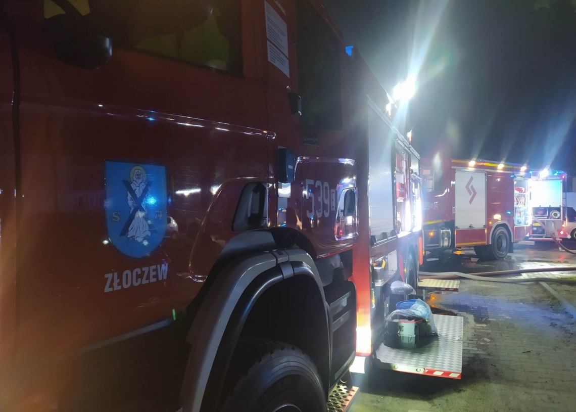 Nocny pożar domu w Złoczewie
