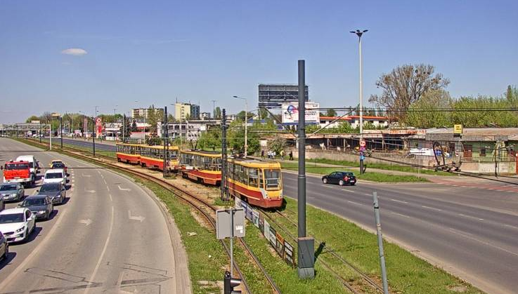 Zatrzymanie ruchu tramwajów na Włókniarzy przy Legionów. Objazdem kursowały 3 linie 1 zatrzymanie ruchu tramwajów na Włókniarzy