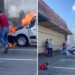 Pożar na parkingu przy A1. Wzorowa postawa strażaka z Łasku