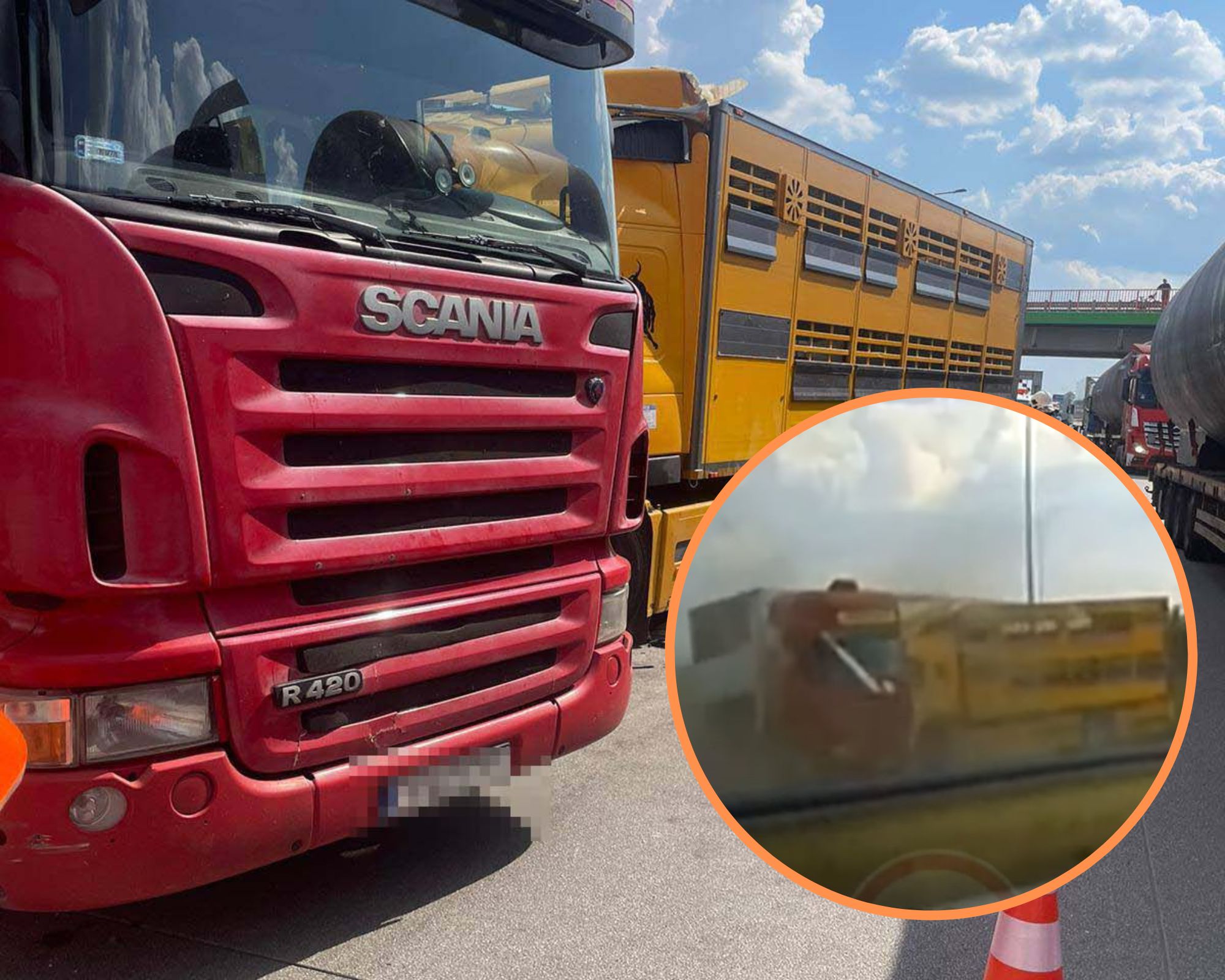 Zderzenie dwóch ciężarówek na A1 za węzłem Brzeziny