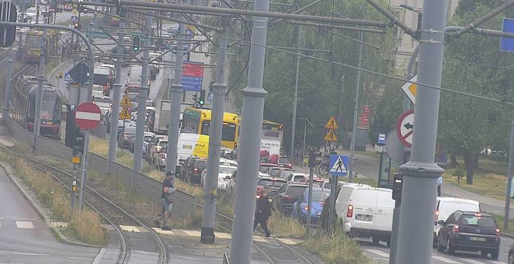 zatrzymanie ruchu tramwajowego na Zachodniej