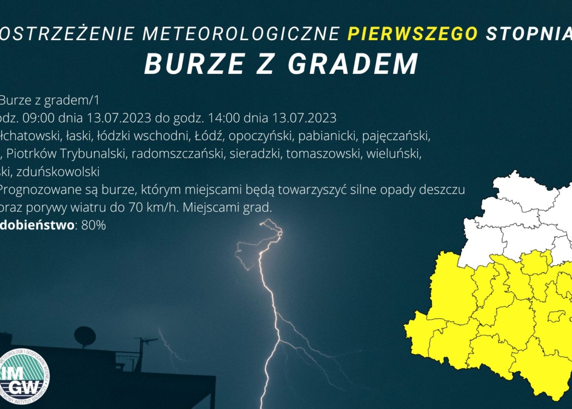 Do godz. 14 mogą występować intensywne burze 1 intensywne burze