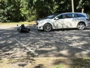 Wypadek z udziałem motocyklisty na Unii Lubelskiej