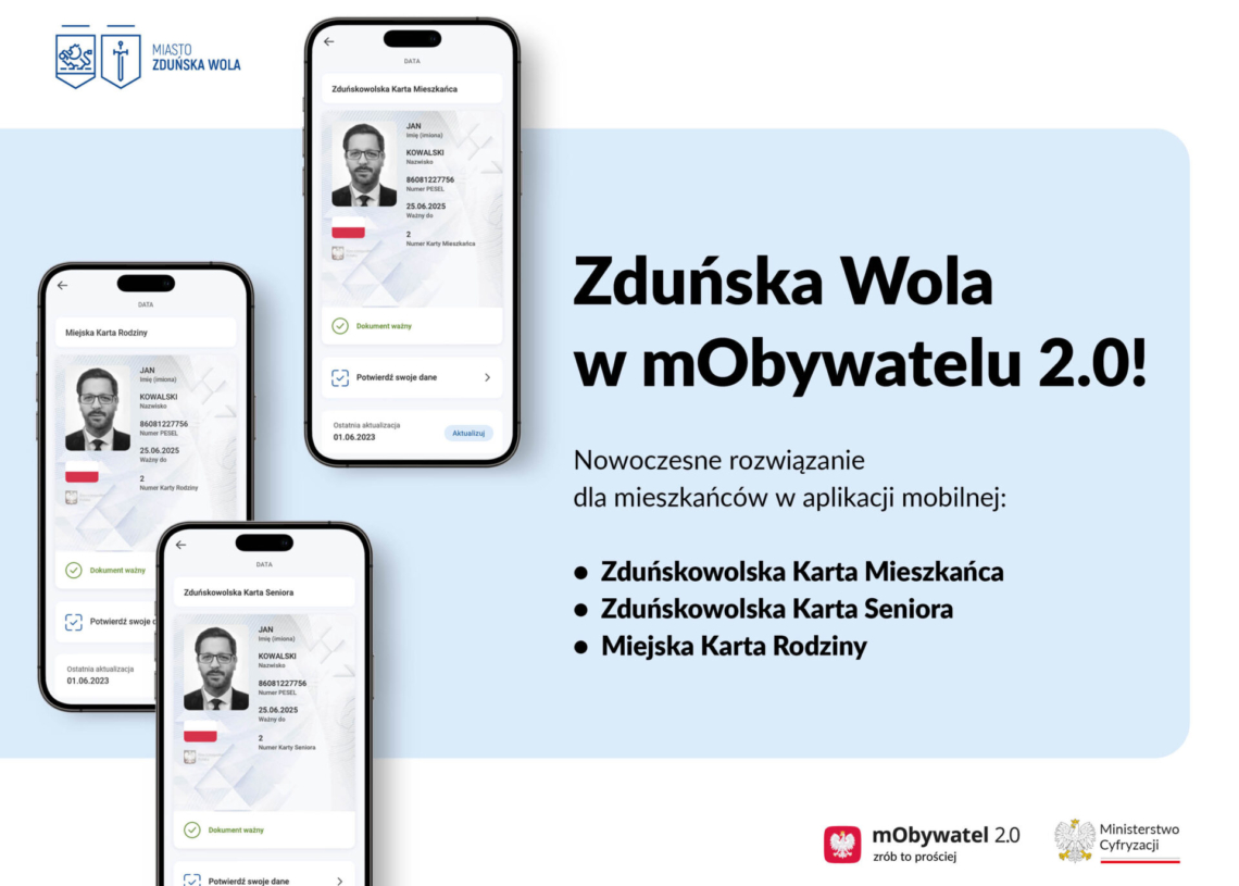 Zduńska Wola: miejskie karty w aplikacji mObywatel