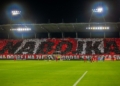 Doping kibiców w meczu Widzew Łódź - Śląsk Wrocław