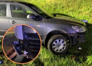 Wypadek na DK92 w Kompinie