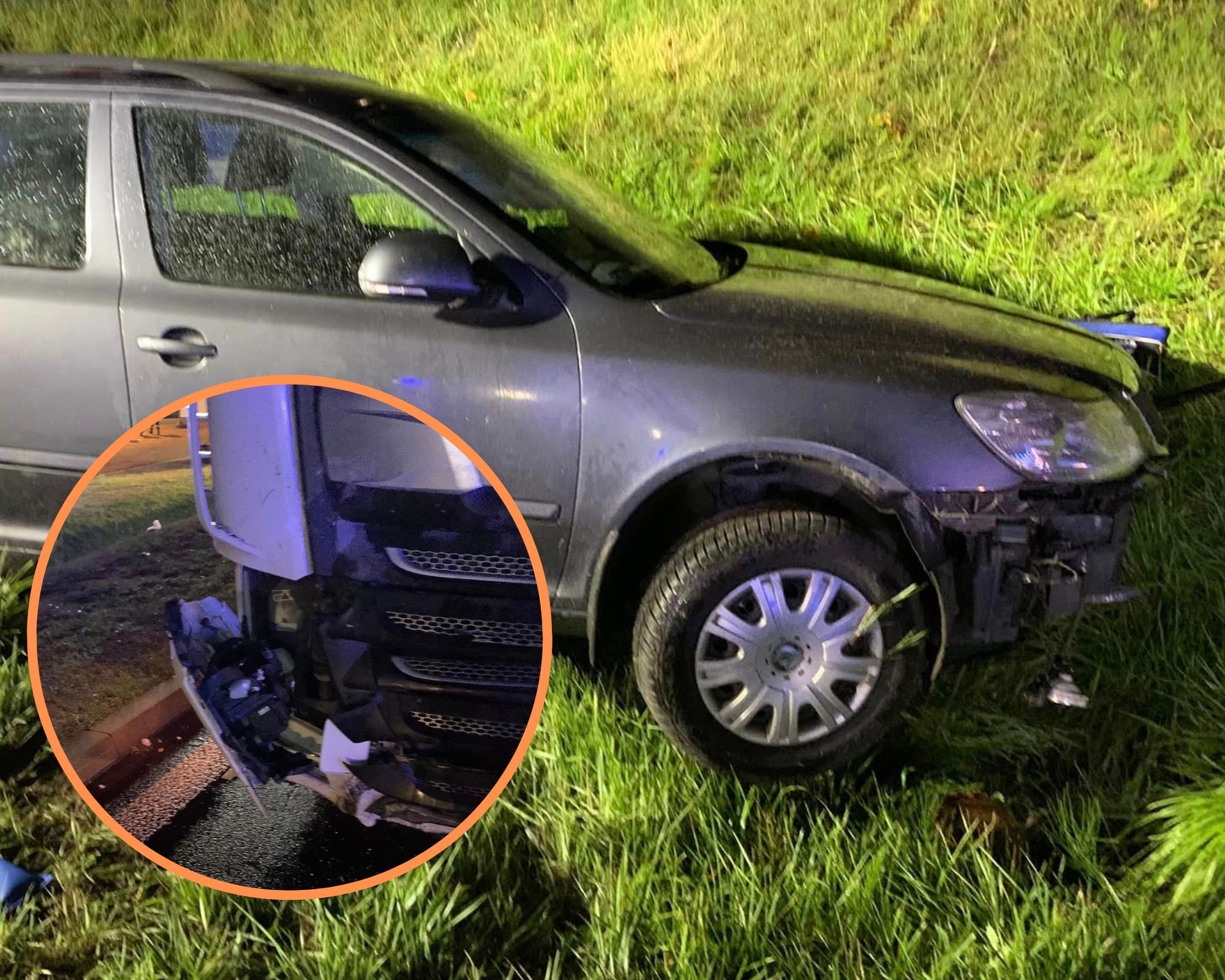 Wypadek na DK92 w Kompinie