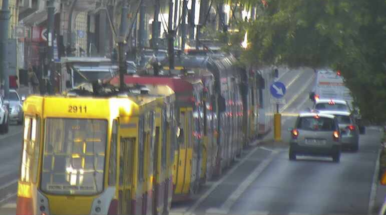 Zatrzymanie ruchu tramwajowego na ulicy Piotrkowskiej