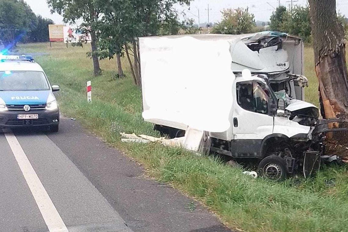 Śmiertelny wypadek na DK91 w Solcy Małej. Kierowca samochodu dostawczego uderzył w drzewo 1 Śmiertelny wypadek na DK91 w Solcy Małej