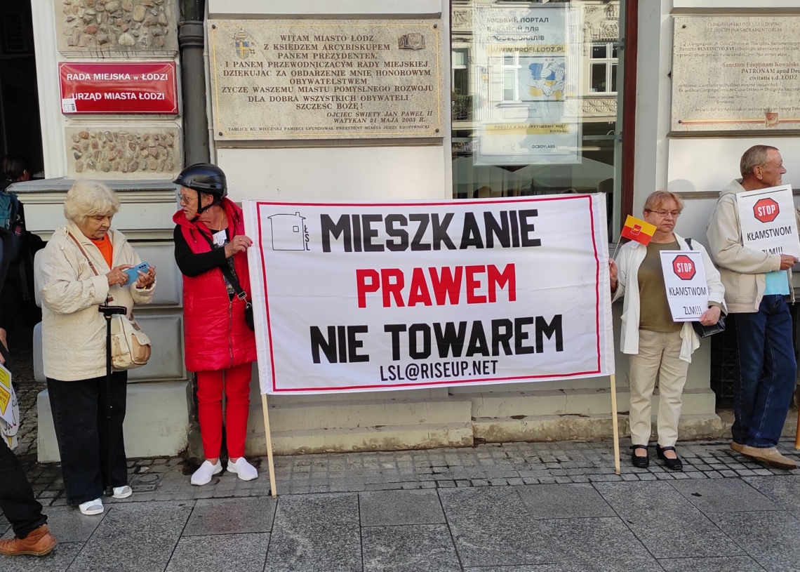 Protest Łódzkiego Stowarzyszenia Lokatorów. Przeciw dotkliwym skutkom polityki mieszkaniowej