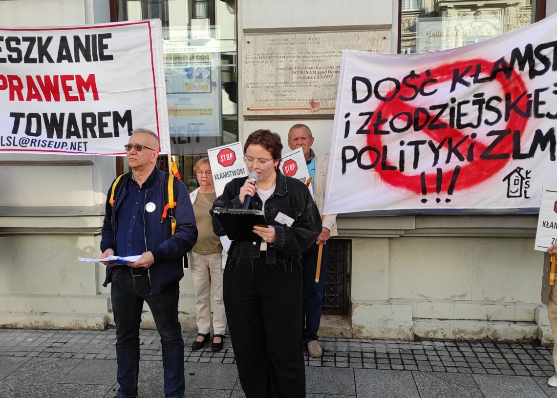 Protest Łódzkiego Stowarzyszenia Lokatorów. Przeciw dotkliwym skutkom polityki mieszkaniowej