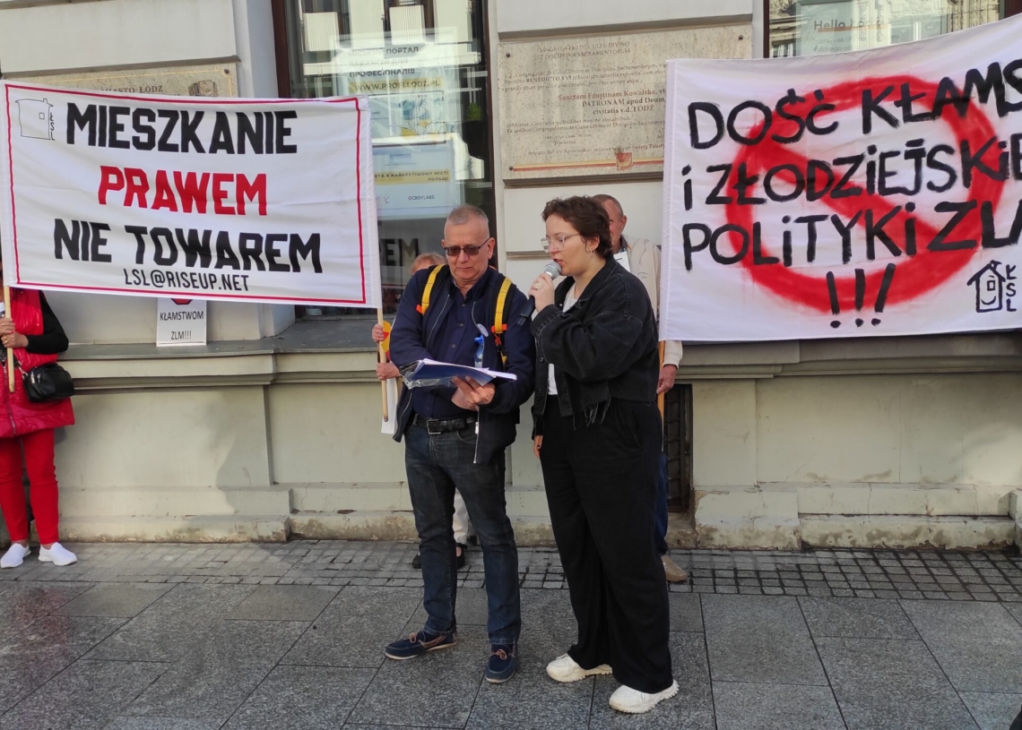 Protest Łódzkiego Stowarzyszenia Lokatorów. Przeciw dotkliwym skutkom polityki mieszkaniowej