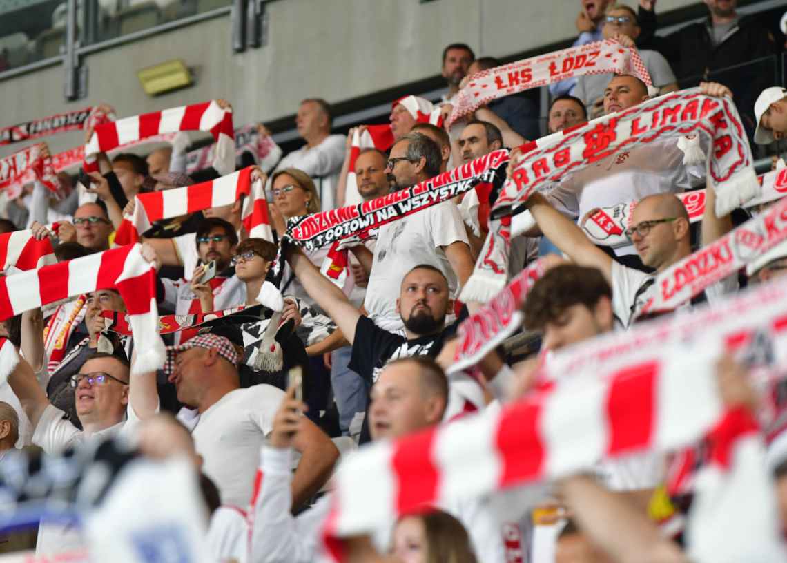 Doping kibiców na meczu ŁKS Łódź - Jagiellonia Białystok