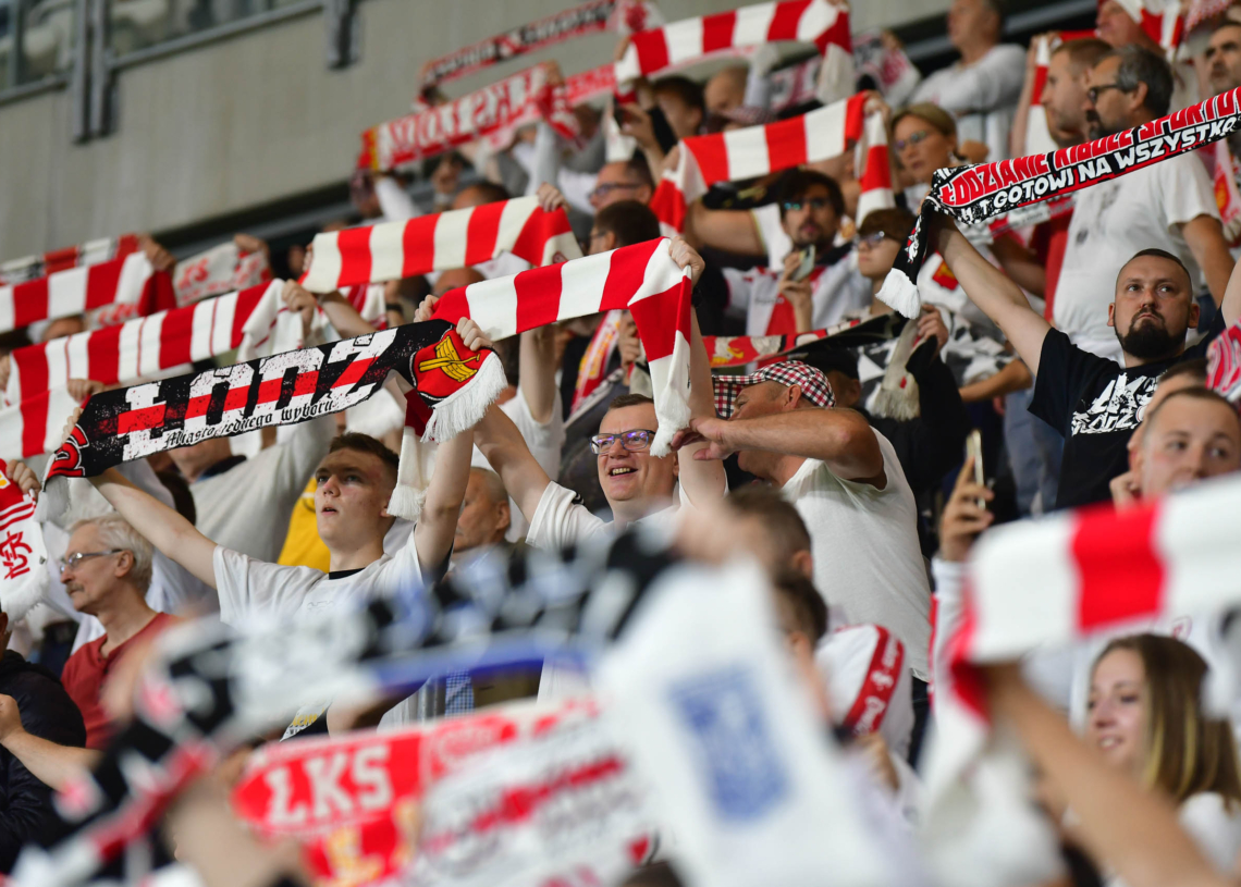 Doping kibiców na meczu ŁKS Łódź - Jagiellonia Białystok